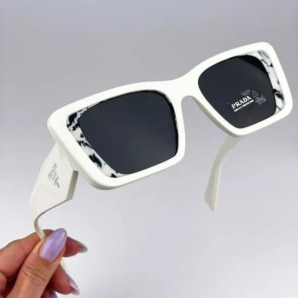 Prada PR08YS 02V5S0 Sunglasses White Havana Black Gray Cat Eye Unisex Prada | Accessories | New Prada Pr8ys 02v5s0 White Havana  main image 3
